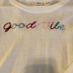 NWOT | Gap | Good Vibes Embroidered Ivory Sweater size medium